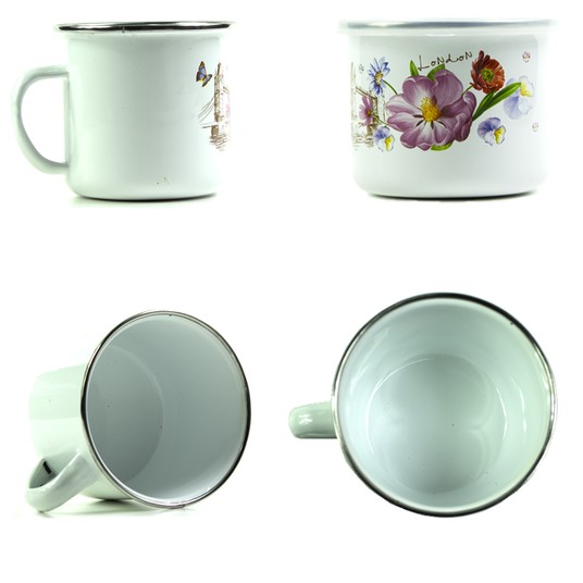 AGD/KUBEK EMALIOWANY + POKRYWKĄ. śr.14cm. (12) -zdjęcie numer 1