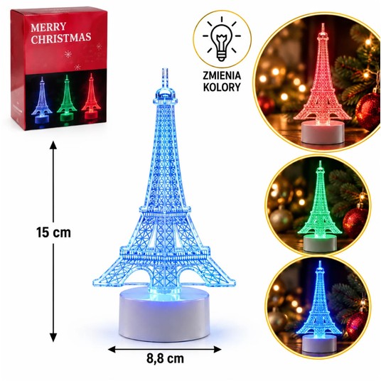 BOŻ/DEKORACJA LED PCV BATERIE wys.15cm wzór Wieża -zdjęcie numer 1