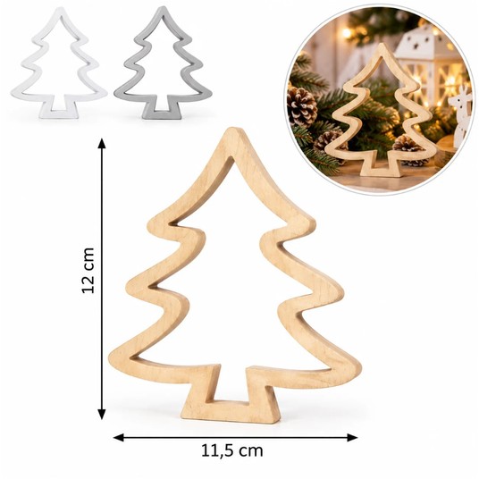 BOŻ/FIGURKA CHOINKA DREWNIANA 12cm G2206-12W *BR* -zdjęcie numer 1