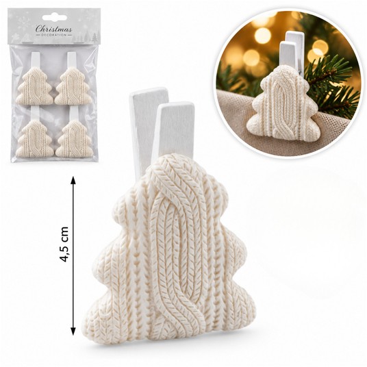 BOŻ/KLIPSY OZDOBNE CHOINKI kpl.4szt wys.4,5cm.*BR* -zdjęcie numer 1