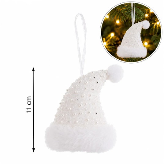 BOŻ/OZDOBA CHOINKOWA CZAPKA z PLUSZU wys.11cm *BR* -zdjęcie numer 1