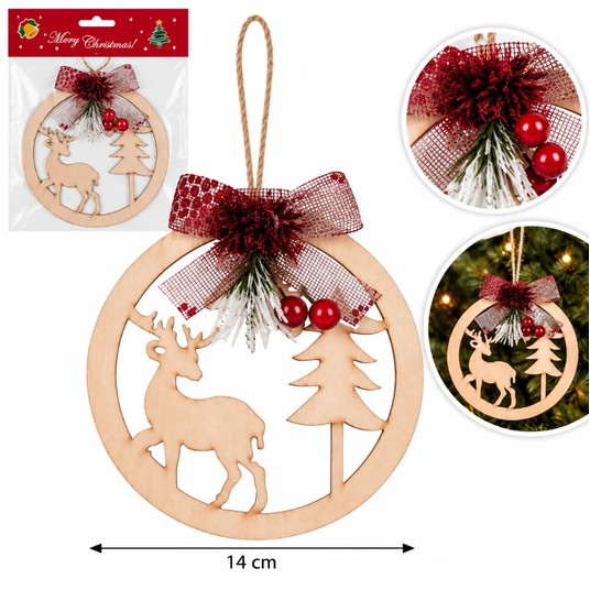 BOŻ/OZDOBA CHOINKOWA RENIFER śr.14cm (600) -zdjęcie numer 1