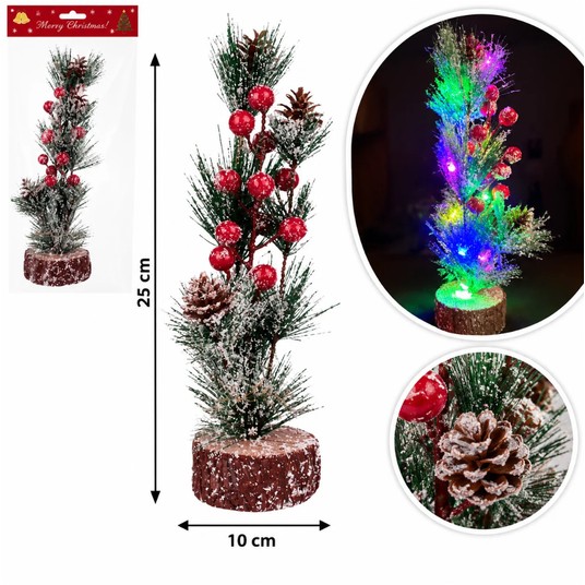 BOŻ/OZDOBA DRZEWKO NA PNIU LED wys.25cm (240)*BR* -zdjęcie numer 1