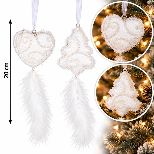 BOŻ/ZAWIESZKA DEKOR. Z PIÓRKIEM dł.20cm 3089979*BR -zdjęcie numer 1