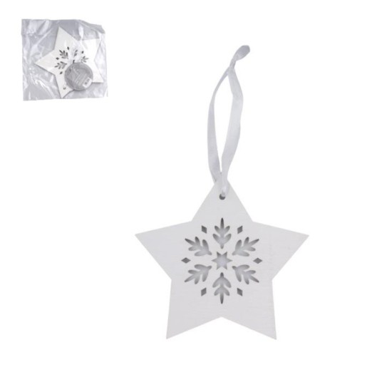 BOŻ/ZAWIESZKA DREWNIANA GWIAZDA BIAŁA wys.14cm*BR* -zdjęcie numer 1