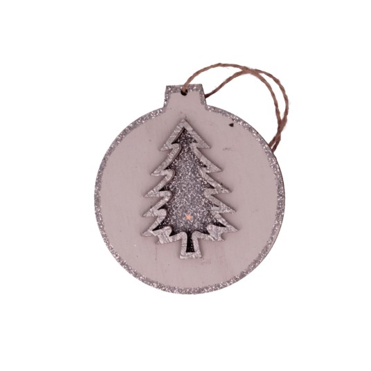 BOŻ/ZAWIESZKA DREWNIANA Z CHOINKĄ śr.8,5cm *BR* -zdjęcie numer 1