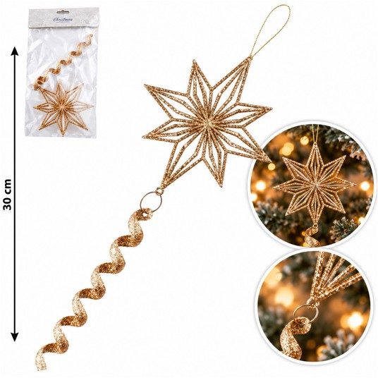 BOŻ/ZAWIESZKA GWIAZDA ZE SPIRALĄ dł.30cm. *BR* -zdjęcie numer 1