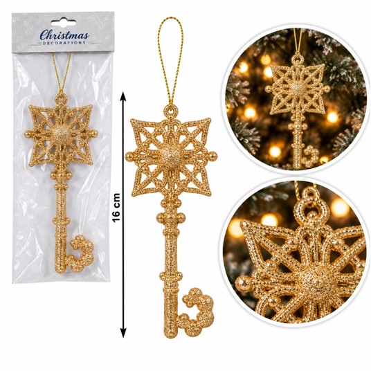 BOŻ/ZAWIESZKA OZDOBNA ZŁOTY KLUCZ wys.16cm *BR* -zdjęcie numer 1