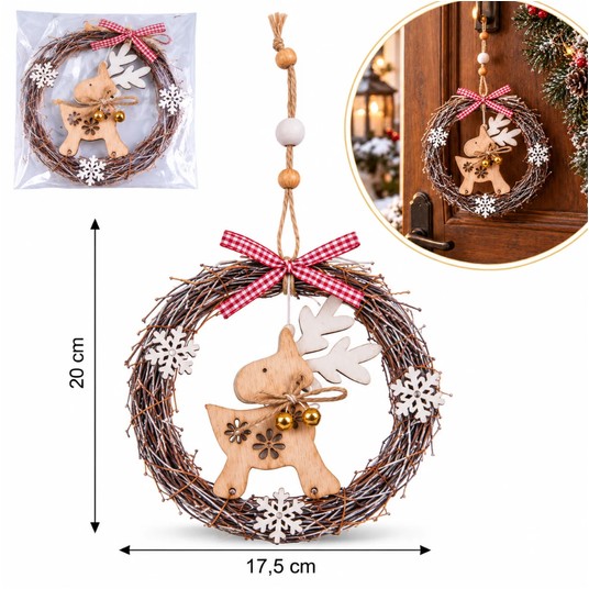BOŻ/ZAWIESZKA RENIFER 20x17,5cm CB20953 (144/24) -zdjęcie numer 1