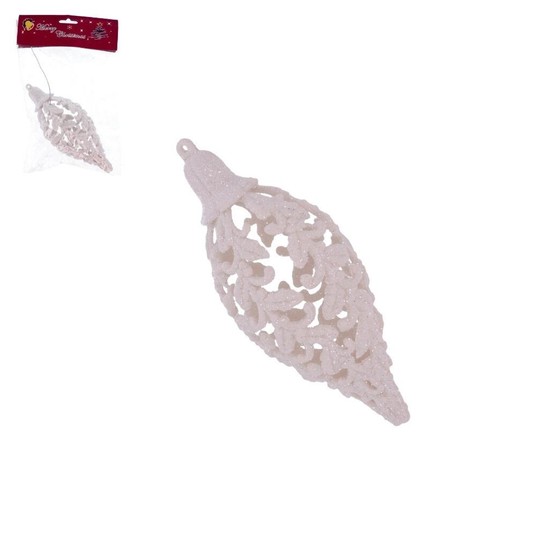 BOŻ/ZAWIESZKA SZYSZKA BIAŁA 15cm (400)*BR* -zdjęcie numer 1