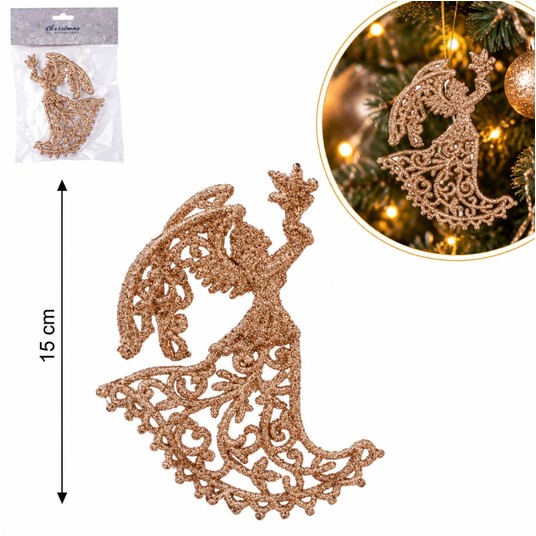 BOŻ/ZAWIESZKA z Tw.Szt. ANIOL ZŁOTY wys.15cm.*BR* -zdjęcie numer 1