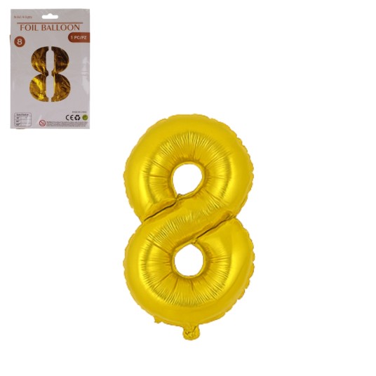 DEK/BALON FOLIOWY CYFRA 8 KOLOR ZŁOTY 32" (1/10) -zdjęcie numer 1