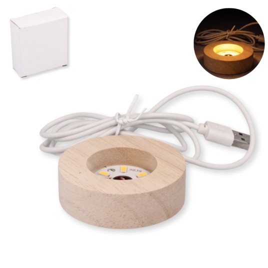 DEK/PODSTAWA Z DREWNA LED KABEL USB śr.6cm. (200) -zdjęcie numer 1
