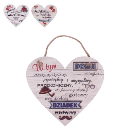 DEK/SERCE DREWNIANE DZIADEK MIX wys.19cm -zdjęcie numer 1