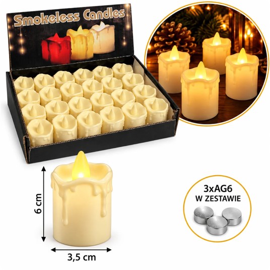DEK/ŚWIECZKA LED NA BATERIE BEŻ OKAP. 6cm (24/960) -zdjęcie numer 1