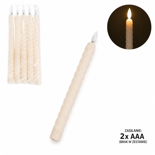 DEK/ŚWIECZKA LED NA BATERIE KRĘCONA 26cm (6/480) -zdjęcie numer 1