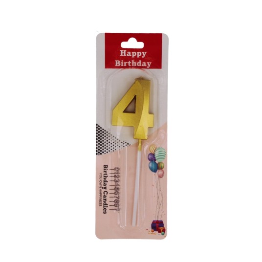 DEK/ŚWIECZKA URODZINOWA 3D, "4" ZŁOTA (1/12) -zdjęcie numer 1