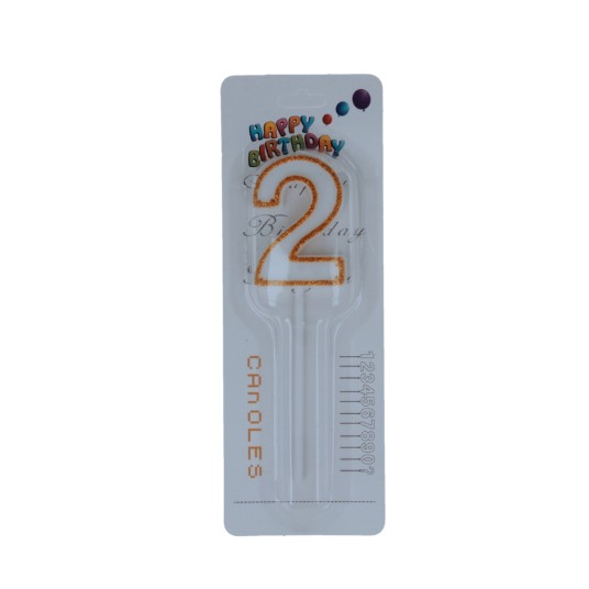 DEK/ŚWIECZKA URODZINOWA BROKAT ZŁOTY "2" (1/50) -zdjęcie numer 1