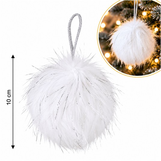 DEK/ZAWIESZKA PLUSZOWA USZTY. POMPON śr.9cm *BR* -zdjęcie numer 1