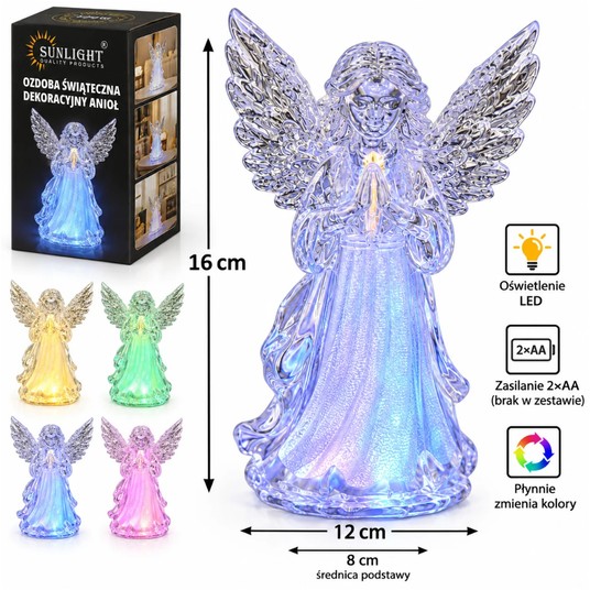 ELE/FIGURKA LED ANIOŁ Z AKRYLU Z NA BATERIE (1/72) -zdjęcie numer 1