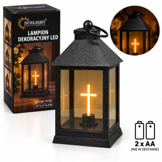 ELE/LAMPION ZNICZ 3D SZKŁO KWADRAT 19cm. (36) -zdjęcie numer 1