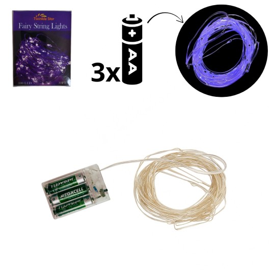 ELE/LAMPKI 100LED DRUCIK na BATERIE FIOLET (1/100) -zdjęcie numer 1