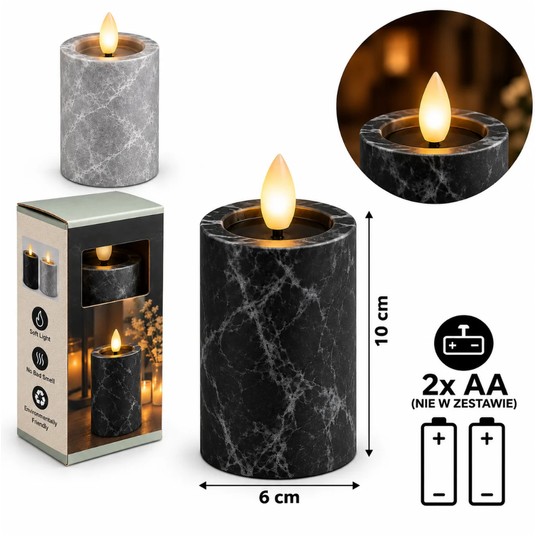 ELE/ŚWIECA LED BATERIE 2xAA/LR6 KAMIEŃ 12cm (120) -zdjęcie numer 1