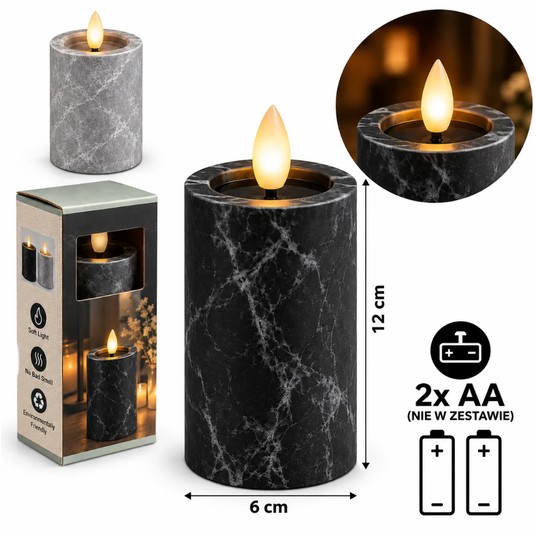 ELE/ŚWIECA LED BATERIE 2xAA/LR6 KAMIEŃ 12cm (120) -zdjęcie numer 1