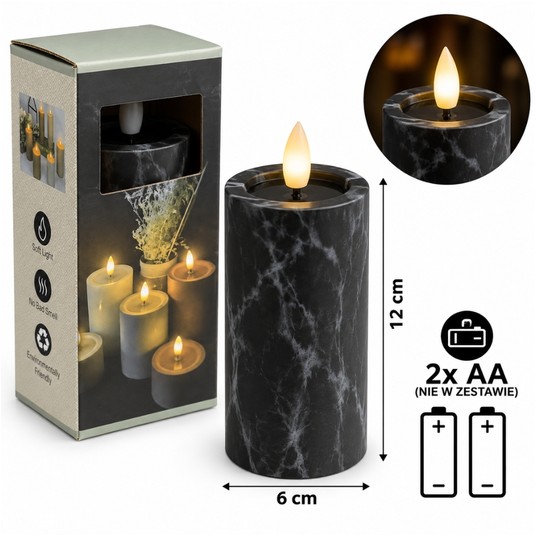 ELE/ŚWIECA LED BATERIE 2xAA/LR6 KAMIEŃ 12cm (120) -zdjęcie numer 1