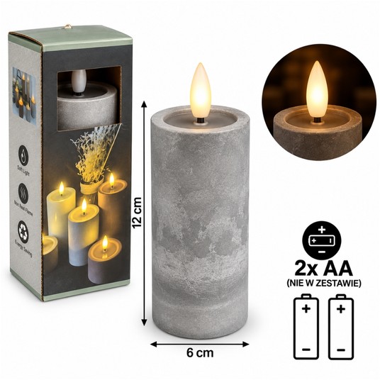 ELE/ŚWIECA LED BATERIE 2xAA/LR6 KAMIEŃ 12cm (120) -zdjęcie numer 1