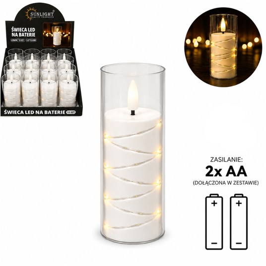 ELE/ŚWIECA LED BIAŁA DRUCIK 12,5cm BATERIE(12/192) -zdjęcie numer 1