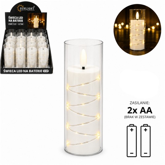 ELE/ŚWIECA LED BIAŁA DRUCIK 15cm BATERIE (12/144) -zdjęcie numer 1