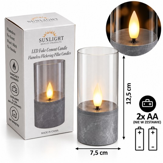 ELE/ŚWIECA LED na BATERIE 3xAAA KAMIEŃ 12,5cm (72) -zdjęcie numer 1