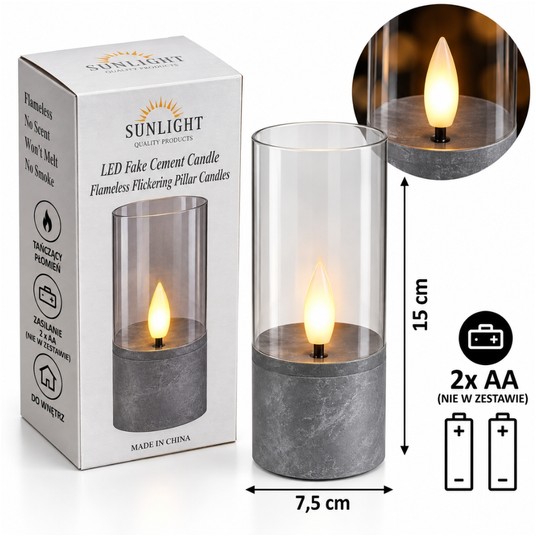 ELE/ŚWIECA LED na BATERIE 3xAAA KAMIEŃ+S 15cm (72) -zdjęcie numer 1