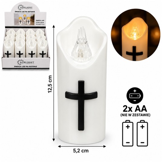 ELE/ŚWIECA LED NA BATERIE LR6 KRZYŻ12,5 (12/192) -zdjęcie numer 1