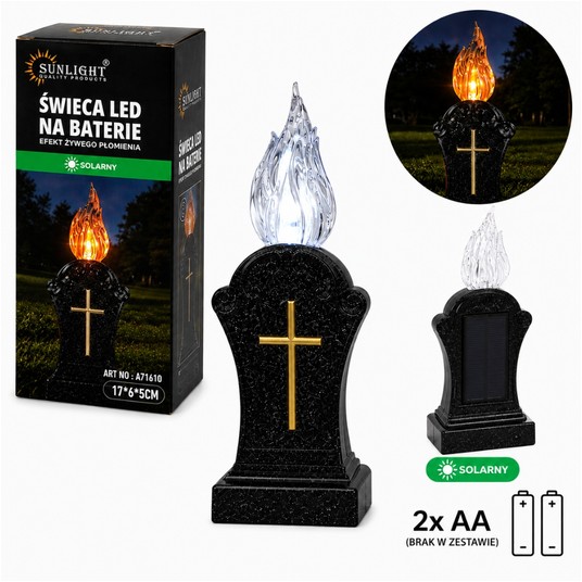 ELE/ŚWIECA, ZNICZ LED SOLAR ŻYWY PŁOMIEŃ (1/144) -zdjęcie numer 1