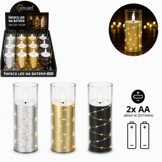 ELE/ŚWIECZKA LED BATERIE 12,5cm LAKIER/DR (12/192) -zdjęcie numer 1