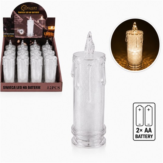 ELE/ŚWIECZKA LED BATERIE 18cm BROKAT B.Z (12/144) -zdjęcie numer 1