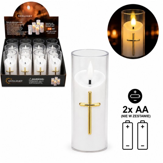 ELE/ŚWIECZKA LED BIAŁA KRZYŻ 15cm. BATERIE (12) -zdjęcie numer 1