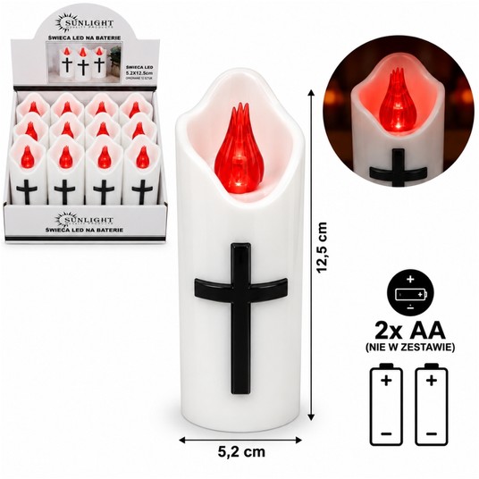 ELE/ŚWIECZKA LED NA BATERIE LR6 KRZYŻ 12,5(12/192) -zdjęcie numer 1