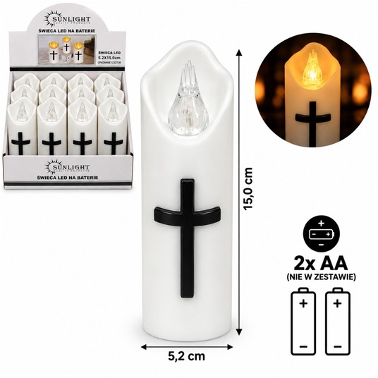 ELE/ŚWIECZKA LED NA BATERIE LR6 KRZYŻ 15 (12/192) -zdjęcie numer 1