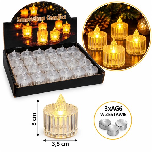 ELE/ŚWIECZKA LED NA BATERIE TRANSP. 5cm (24/960) -zdjęcie numer 1