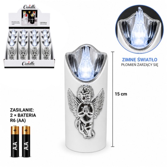 ELE/ZNICZ LED BIAŁY ANIOŁ 12,5cm. BATERIE (12) -zdjęcie numer 1