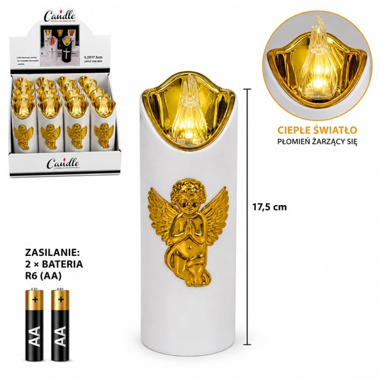 ELE/ZNICZ LED BIAŁY ANIOŁ 17,5cm.BATERIE (12) -zdjęcie numer 1
