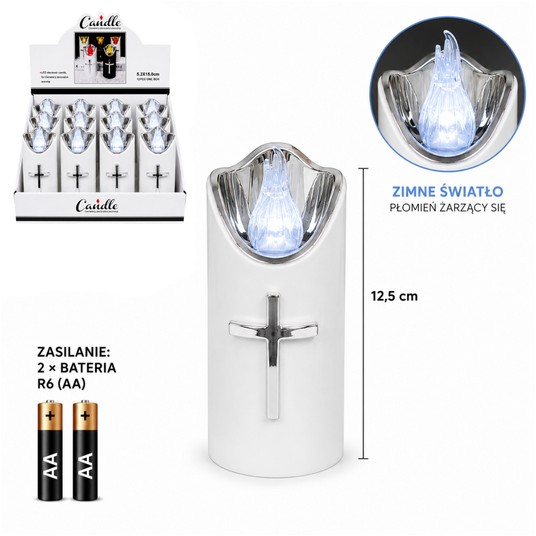 ELE/ZNICZ LED BIAŁY KRZYŻ 12,5cm. BATERIE (12) -zdjęcie numer 1