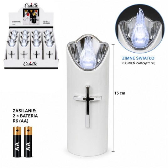 ELE/ZNICZ LED BIAŁY KRZYŻ 15cm. BATERIE (12) -zdjęcie numer 1