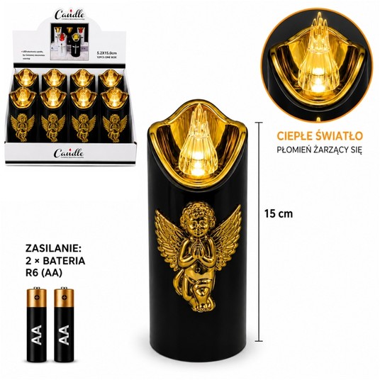 ELE/ZNICZ LED CZARNY ANIOŁ 15cm.BATERIE (12) -zdjęcie numer 1
