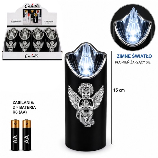ELE/ZNICZ LED CZARNY ANIOŁ 15cm.BATERIE (12) -zdjęcie numer 1