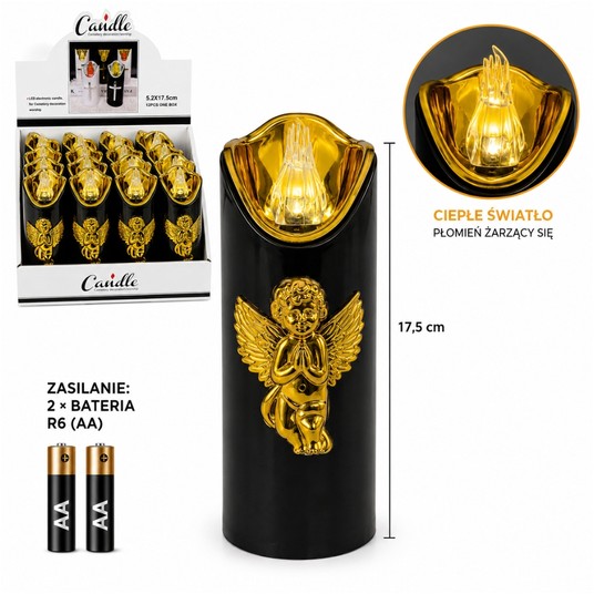 ELE/ZNICZ LED CZARNY ANIOŁ 17,5cm.BATERIE (12) -zdjęcie numer 1