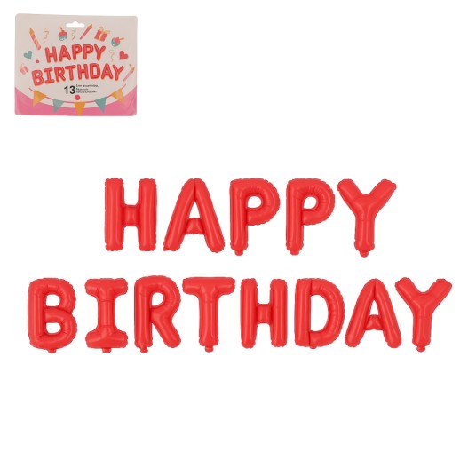 ZAB/BALON NAPIS "HAPPY BIRTHDAY" CZERWONY (1/500) -zdjęcie numer 1